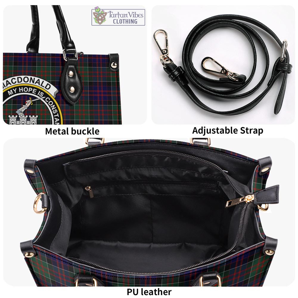 Tartan Vibes Clothing MacDonald of Clan Ranald Tartan Luxury Leather Handbags with Family Crest