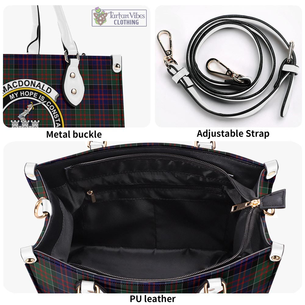 Tartan Vibes Clothing MacDonald of Clan Ranald Tartan Luxury Leather Handbags with Family Crest