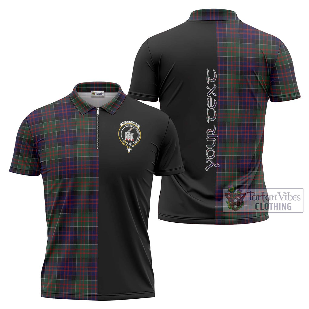 MacDonald (McDonald) of Clanranald Tartan Zipper Polo Shirt with Family Crest and Half Of Me Style Unisex - Tartanvibesclothing Shop