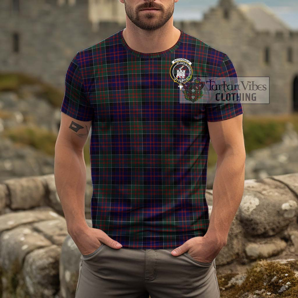 MacDonald (McDonald) of Clanranald Tartan Cotton T-Shirt with Family Crest Men's Shirt - Tartanvibesclothing Shop