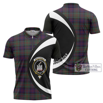 MacDonald (McDonald) of Clanranald Tartan Zipper Polo Shirt with Family Crest Circle Style