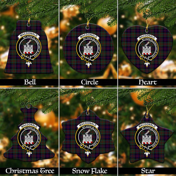 MacDonald (McDonald) of Clanranald Tartan Christmas Ceramic Ornaments with Family Crest