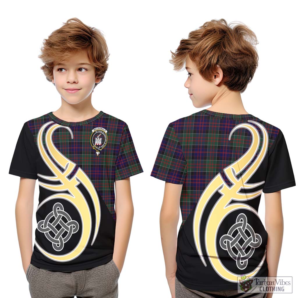 MacDonald (McDonald) of Clanranald Tartan Kid T-Shirt with Family Crest and Celtic Symbol Style Youth XL Size14 - Tartan Vibes Clothing