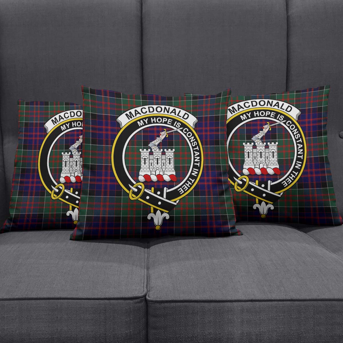 MacDonald of Clan Ranald Tartan Pillow Cover with Family Crest Square Pillow Cover - Tartanvibesclothing