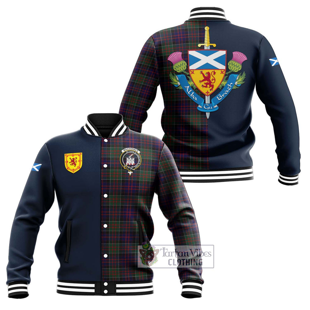 Tartan Vibes Clothing MacDonald of Clan Ranald Tartan Baseball Jacket with Scottish Lion Royal Arm Half Style