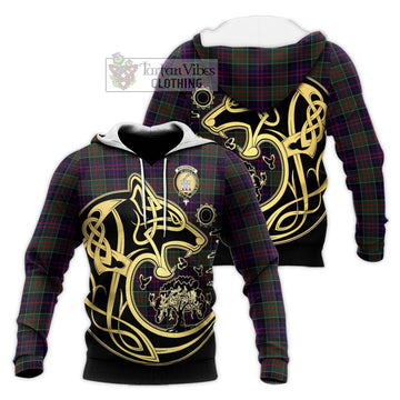 MacDonald (McDonald) of Clanranald Tartan Knitted Hoodie with Family Crest Celtic Wolf Style