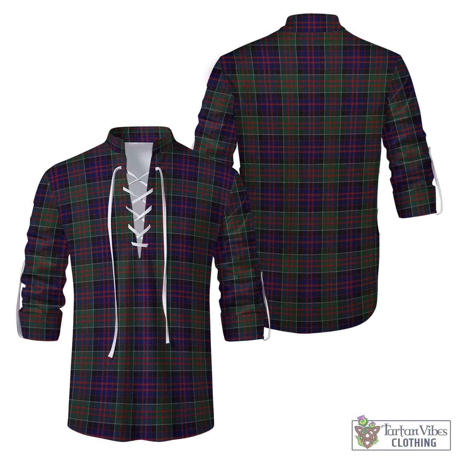 Tartan Vibes Clothing MacDonald of Clan Ranald Tartan Men's Scottish Traditional Jacobite Ghillie Kilt Shirt