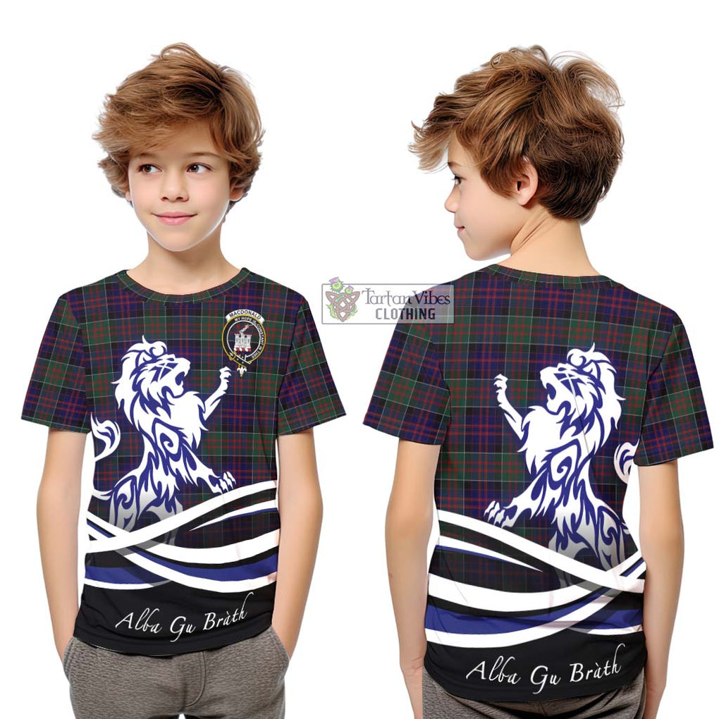 MacDonald (McDonald) of Clanranald Tartan Kid T-Shirt with Alba Gu Brath Regal Lion Emblem Youth XL Size14 - Tartanvibesclothing Shop