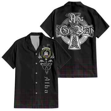 MacDonald (McDonald) of Clanranald Tartan Short Sleeve Button Up Shirt Featuring Alba Gu Brath Family Crest Celtic Inspired