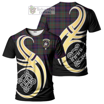 MacDonald (McDonald) of Clanranald Tartan T-Shirt with Family Crest and Celtic Symbol Style