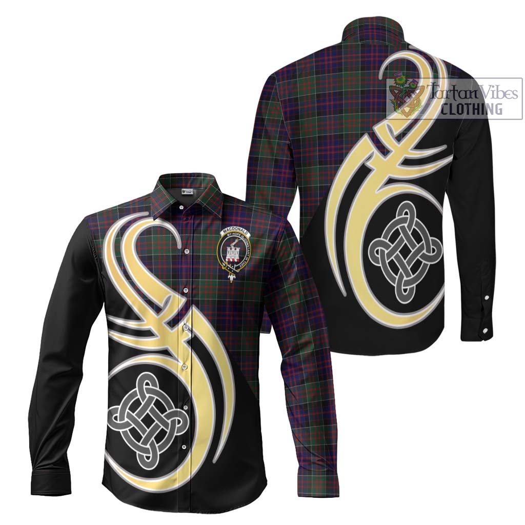 MacDonald (McDonald) of Clanranald Tartan Long Sleeve Button Shirt with Family Crest and Celtic Symbol Style Men's Shirt S - Tartan Vibes Clothing