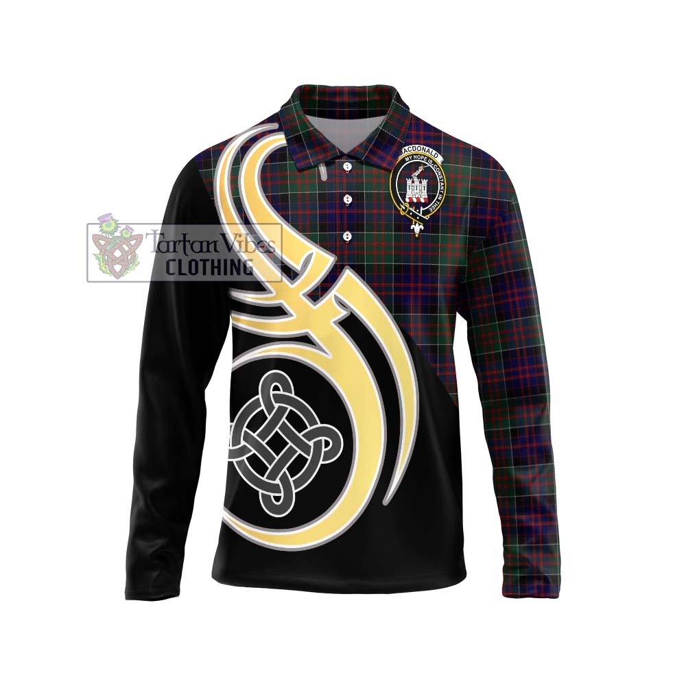 MacDonald (McDonald) of Clanranald Tartan Long Sleeve Polo Shirt with Family Crest and Celtic Symbol Style Unisex - Tartan Vibes Clothing