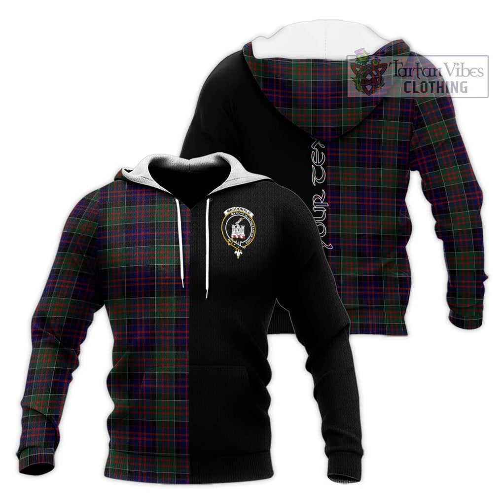 MacDonald (McDonald) of Clanranald Tartan Knitted Hoodie with Family Crest and Half Of Me Style Unisex Knitted Pullover Hoodie - Tartanvibesclothing Shop