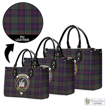 MacDonald (McDonald) of Clanranald Tartan Luxury Leather Handbags with Family Crest