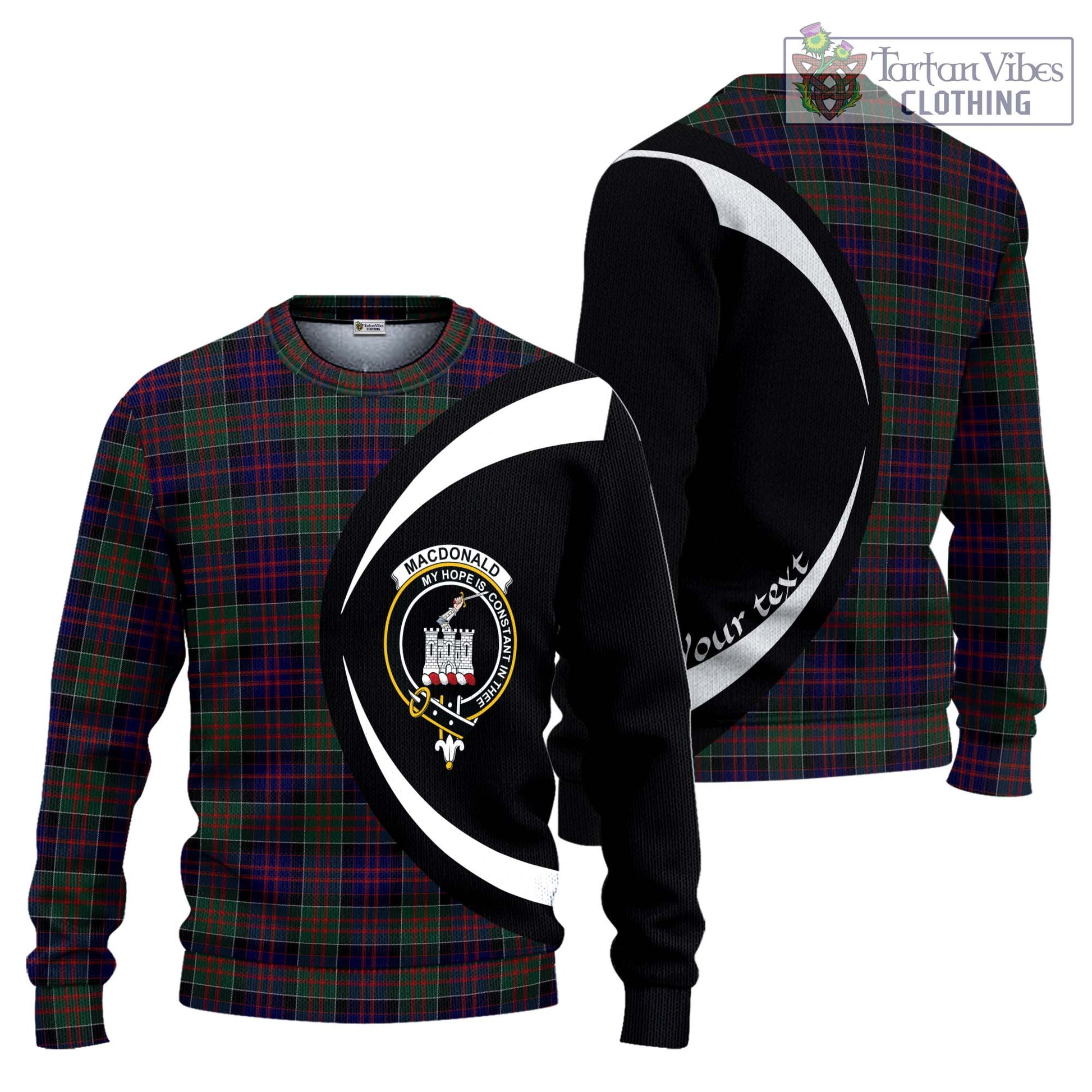 MacDonald (McDonald) of Clanranald Tartan Knitted Sweater with Family Crest Circle Style Unisex - Tartan Vibes Clothing