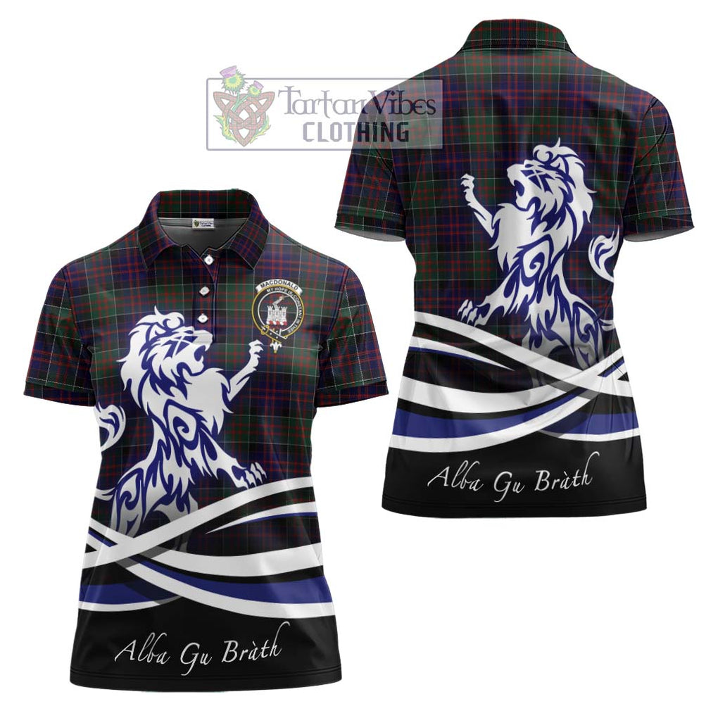 MacDonald (McDonald) of Clanranald Tartan Women's Polo Shirt with Alba Gu Brath Regal Lion Emblem Women - Tartanvibesclothing Shop