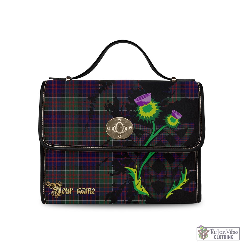 Tartan Vibes Clothing MacDonald of Clan Ranald Tartan Waterproof Canvas Bag with Scotland Map and Thistle Celtic Accents