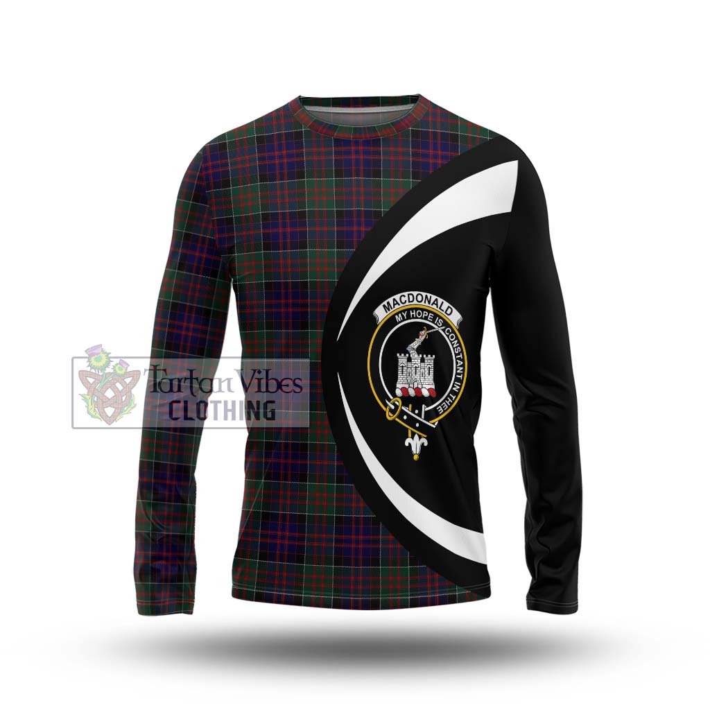 MacDonald (McDonald) of Clanranald Tartan Long Sleeve T-Shirt with Family Crest Circle Style Unisex - Tartan Vibes Clothing