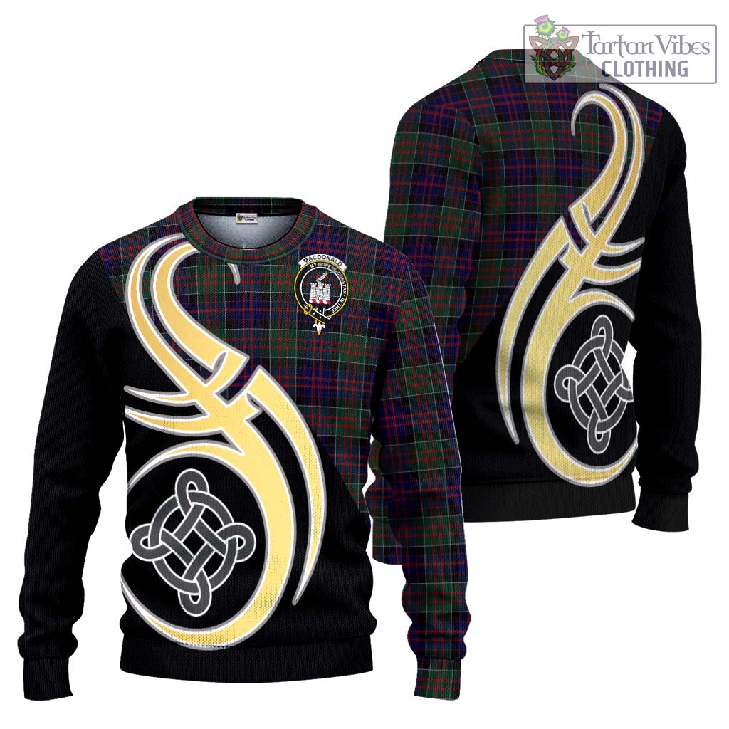 MacDonald (McDonald) of Clanranald Tartan Knitted Sweater with Family Crest and Celtic Symbol Style Unisex - Tartan Vibes Clothing