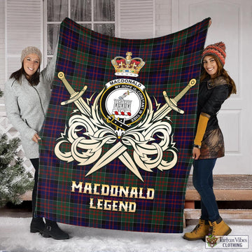 MacDonald (McDonald) of Clanranald Tartan Blanket with Clan Crest and the Golden Sword of Courageous Legacy