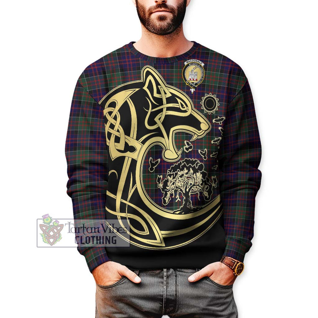 MacDonald (McDonald) of Clanranald Tartan Sweatshirt with Family Crest Celtic Wolf Style Unisex - Tartan Vibes Clothing