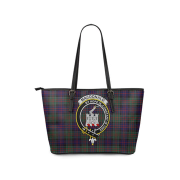 MacDonald (McDonald) of Clanranald Tartan Leather Tote Bag with Family Crest