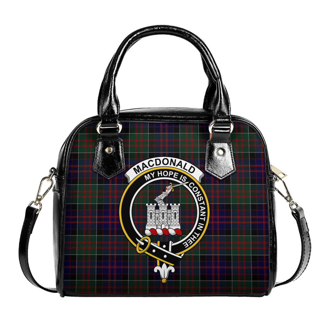 MacDonald of Clan Ranald Tartan Shoulder Handbags with Family Crest One Size 6*25*22 cm - Tartanvibesclothing