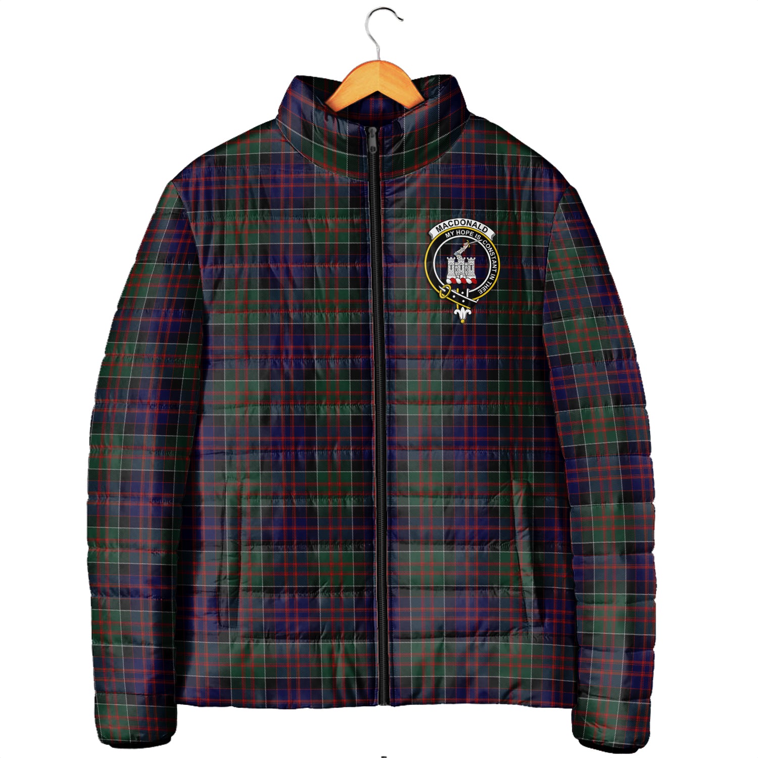 MacDonald (McDonald) of Clanranald Tartan Padded Jacket with Family Crest Men's Padded Jacket - Tartan Vibes Clothing