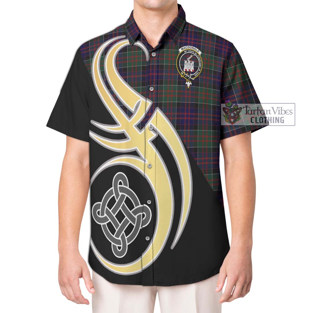 MacDonald (McDonald) of Clanranald Tartan Short Sleeve Button Shirt with Family Crest and Celtic Symbol Style Kid - Tartan Vibes Clothing