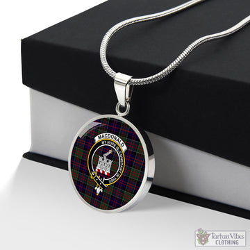 MacDonald (McDonald) of Clanranald Tartan Circle Necklace with Family Crest