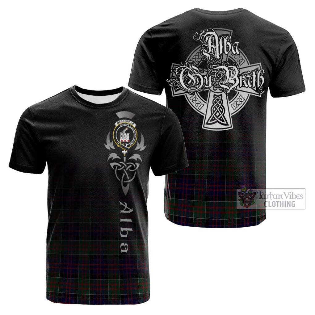 Tartan Vibes Clothing MacDonald of Clan Ranald Tartan Cotton T-shirt Featuring Alba Gu Brath Family Crest Celtic Inspired