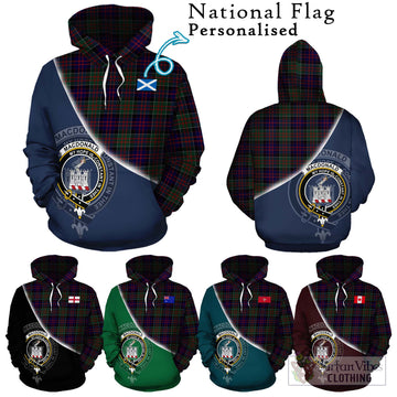 MacDonald (McDonald) of Clanranald Tartan Hoodie with Personalised National Flag and Family Crest Half Style