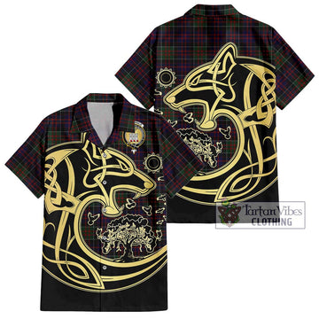 MacDonald (McDonald) of Clanranald Tartan Short Sleeve Button Shirt with Family Crest Celtic Wolf Style