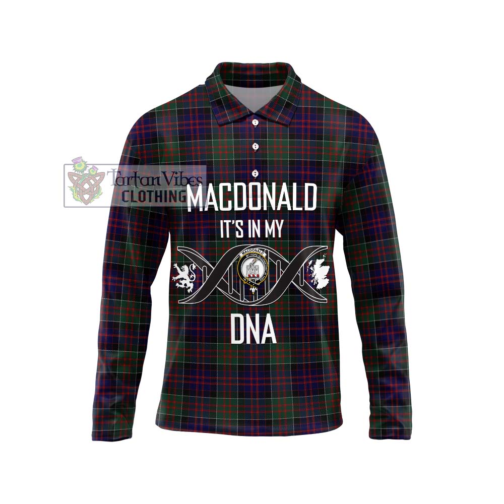 MacDonald (McDonald) of Clanranald Tartan Long Sleeve Polo Shirt with Family Crest DNA In Me Style Unisex - Tartanvibesclothing Shop