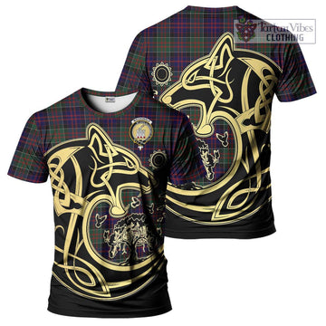 MacDonald (McDonald) of Clanranald Tartan T-Shirt with Family Crest Celtic Wolf Style