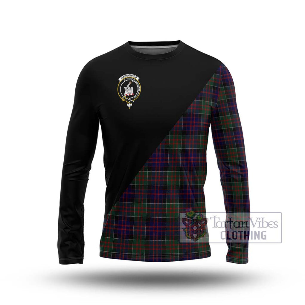 MacDonald (McDonald) of Clanranald Tartan Long Sleeve T-Shirt with Family Crest and Military Logo Style Unisex - Tartanvibesclothing Shop