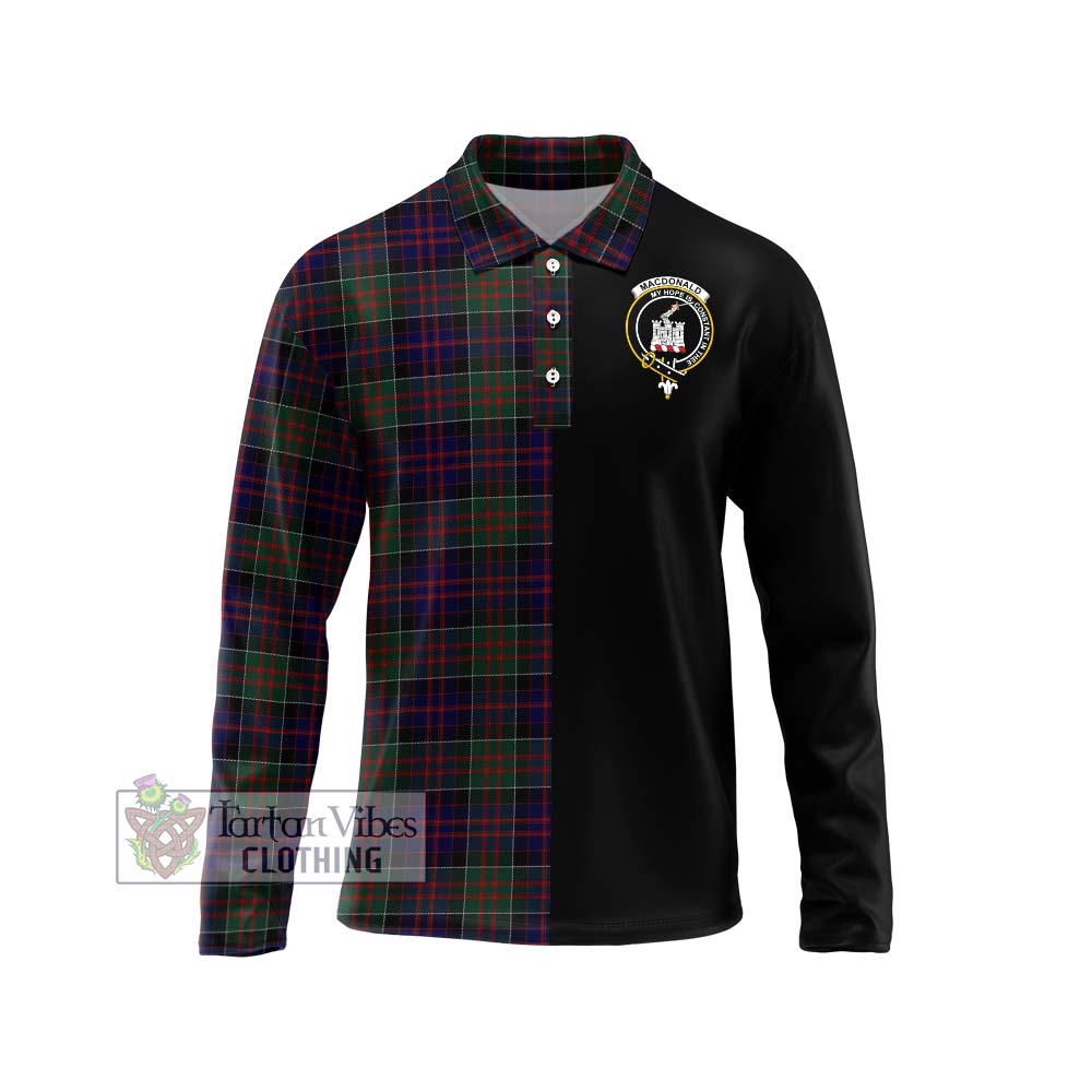 MacDonald (McDonald) of Clanranald Tartan Long Sleeve Polo Shirt with Family Crest and Half Of Me Style Unisex - Tartanvibesclothing Shop