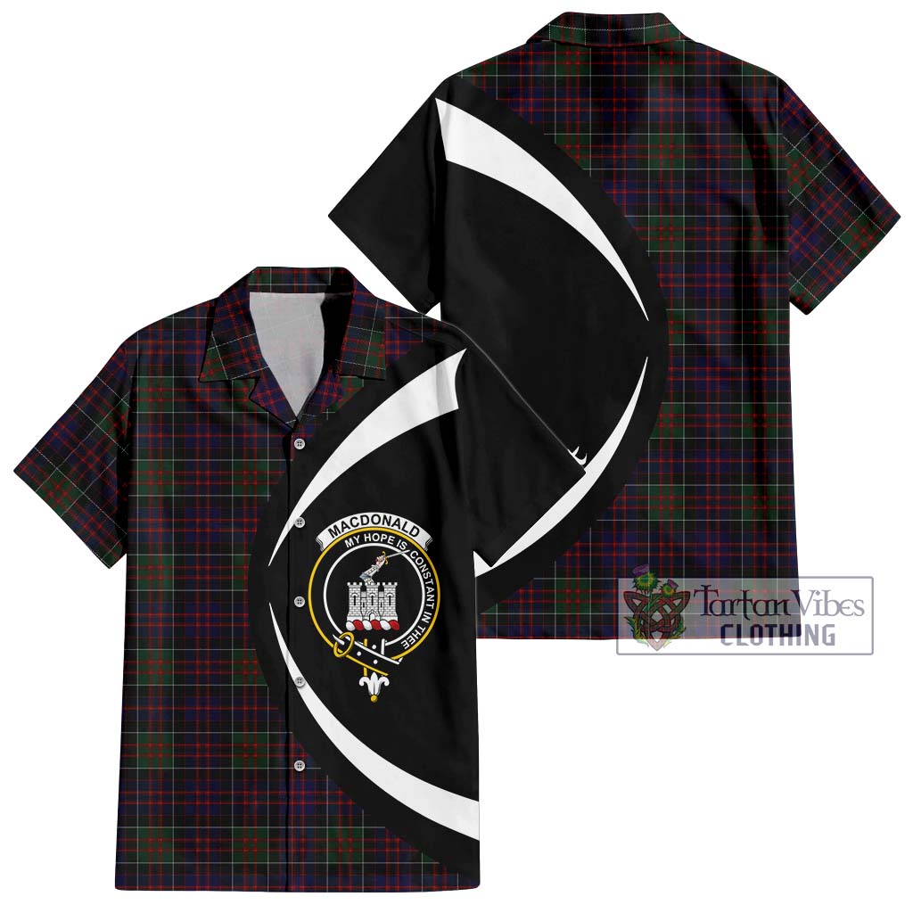 MacDonald (McDonald) of Clanranald Tartan Short Sleeve Button Up with Family Crest Circle Style Kid - Tartan Vibes Clothing