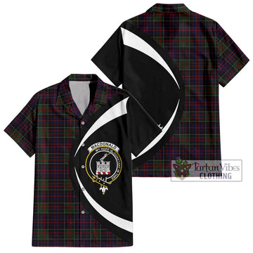 MacDonald (McDonald) of Clanranald Tartan Short Sleeve Button Up with Family Crest Circle Style