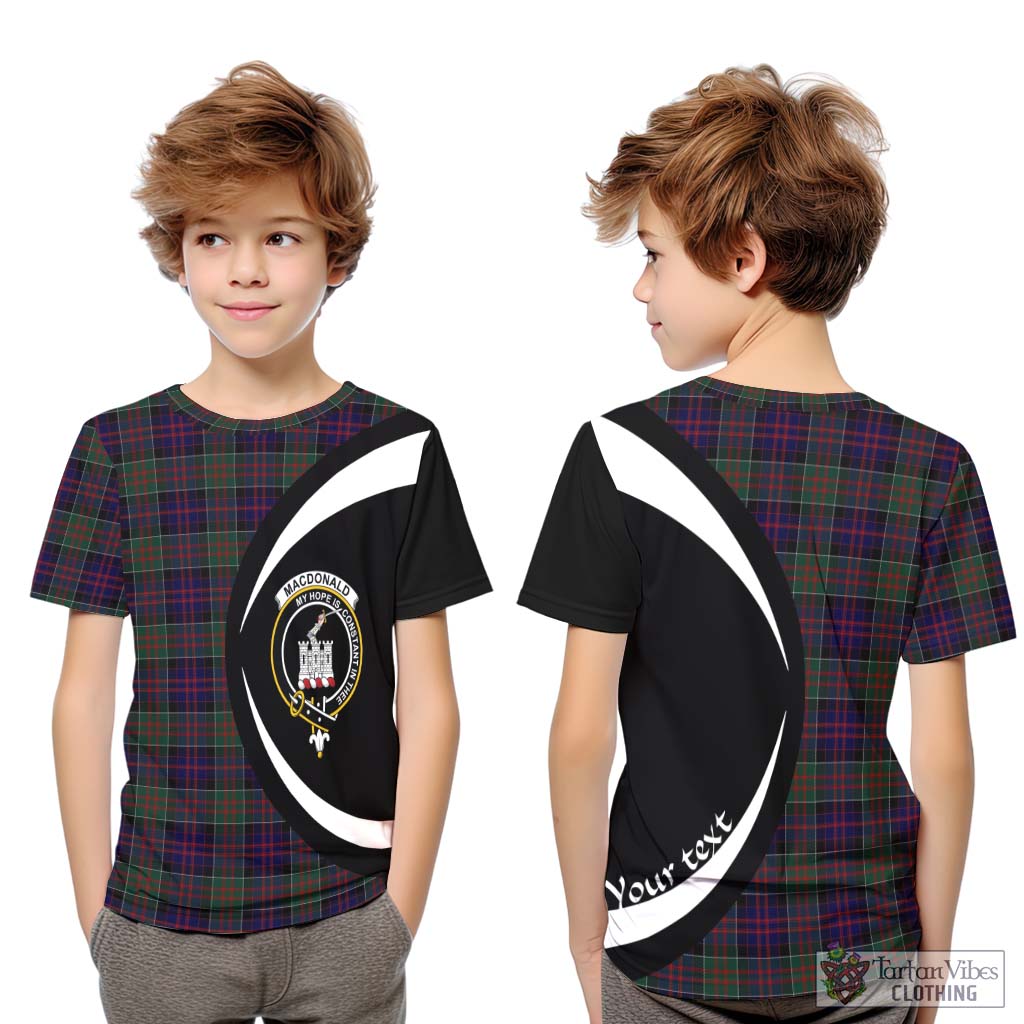 MacDonald (McDonald) of Clanranald Tartan Kid T-Shirt with Family Crest Circle Style Youth XL Size14 - Tartan Vibes Clothing