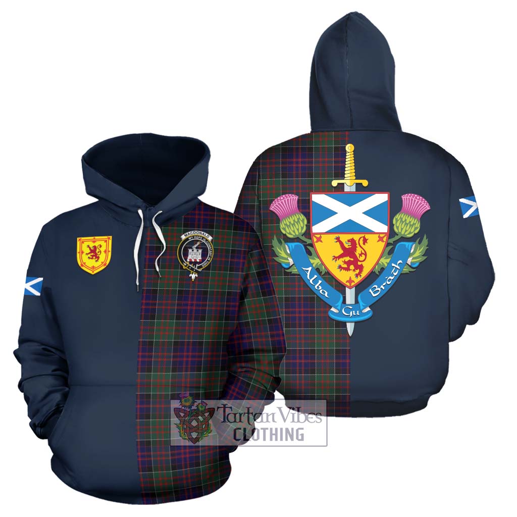 Tartan Vibes Clothing MacDonald of Clan Ranald Tartan Hoodie with Scottish Lion Royal Arm Half Style