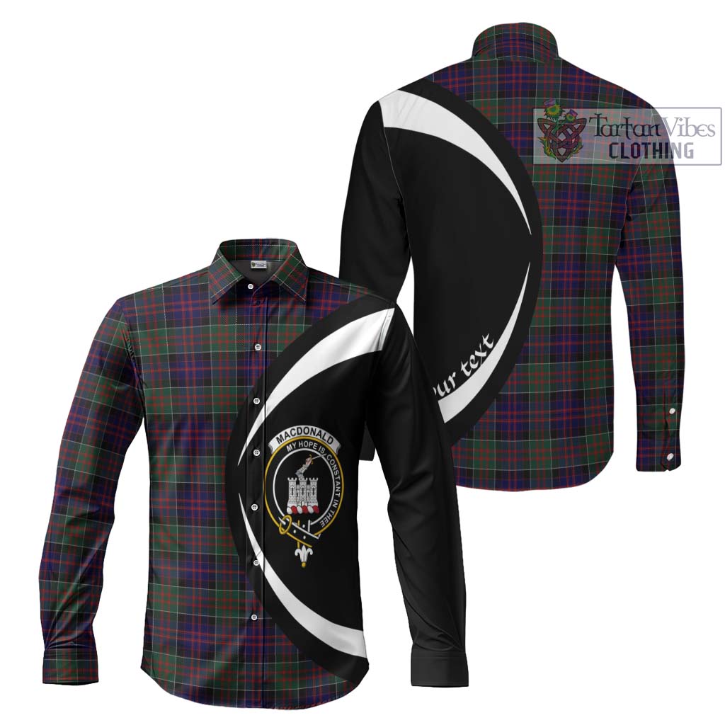 MacDonald (McDonald) of Clanranald Tartan Long Sleeve Button Up with Family Crest Circle Style Men's Shirt S - Tartan Vibes Clothing