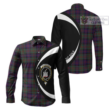 MacDonald (McDonald) of Clanranald Tartan Long Sleeve Button Up with Family Crest Circle Style