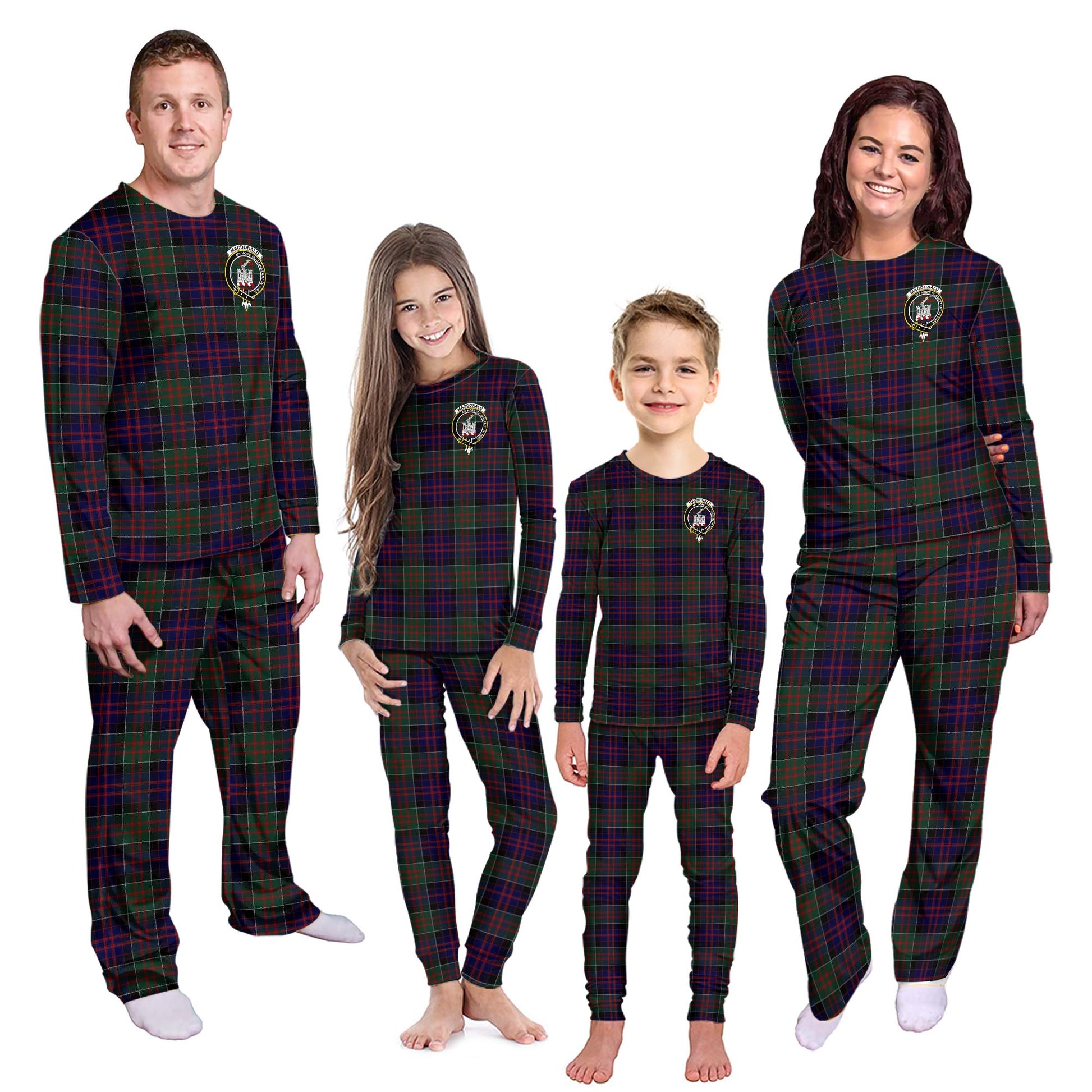 MacDonald of Clan Ranald Tartan Pajamas Family Set with Family Crest - Tartanvibesclothing