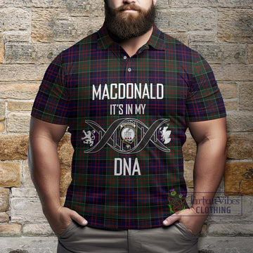 MacDonald (McDonald) of Clanranald Tartan Polo Shirt with Family Crest DNA In Me Style