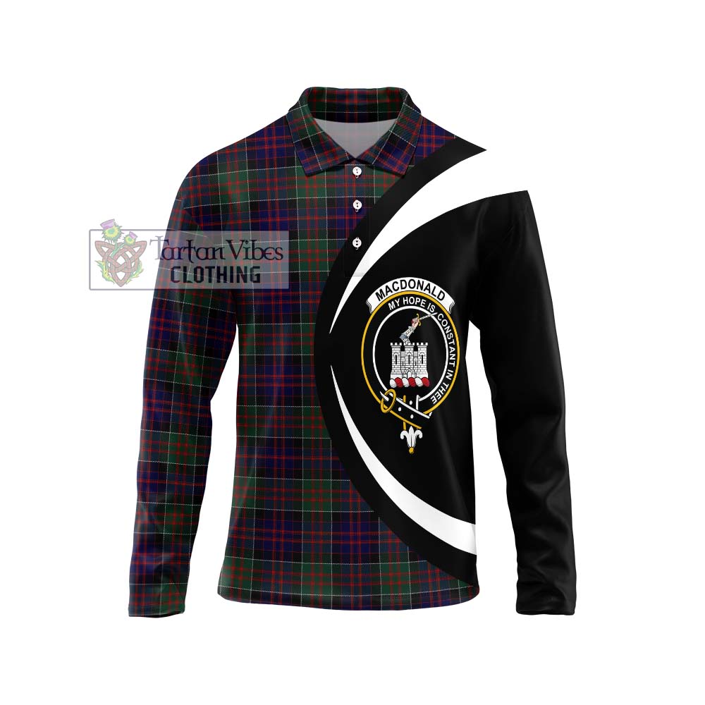 MacDonald (McDonald) of Clanranald Tartan Long Sleeve Polo Shirt with Family Crest Circle Style Unisex - Tartan Vibes Clothing