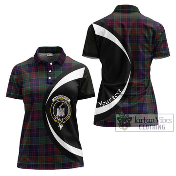 MacDonald (McDonald) of Clanranald Tartan Women's Polo Shirt with Family Crest Circle Style