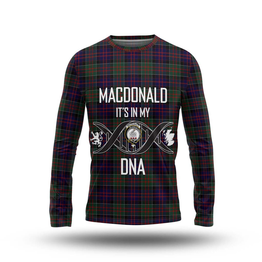 MacDonald (McDonald) of Clanranald Tartan Long Sleeve T-Shirt with Family Crest DNA In Me Style Unisex - Tartanvibesclothing Shop