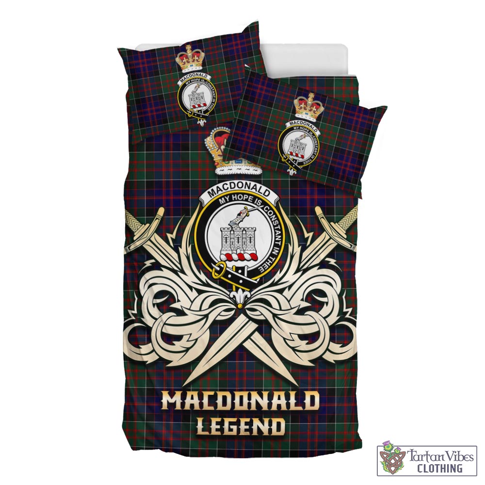 Tartan Vibes Clothing MacDonald of Clan Ranald Tartan Bedding Set with Clan Crest and the Golden Sword of Courageous Legacy