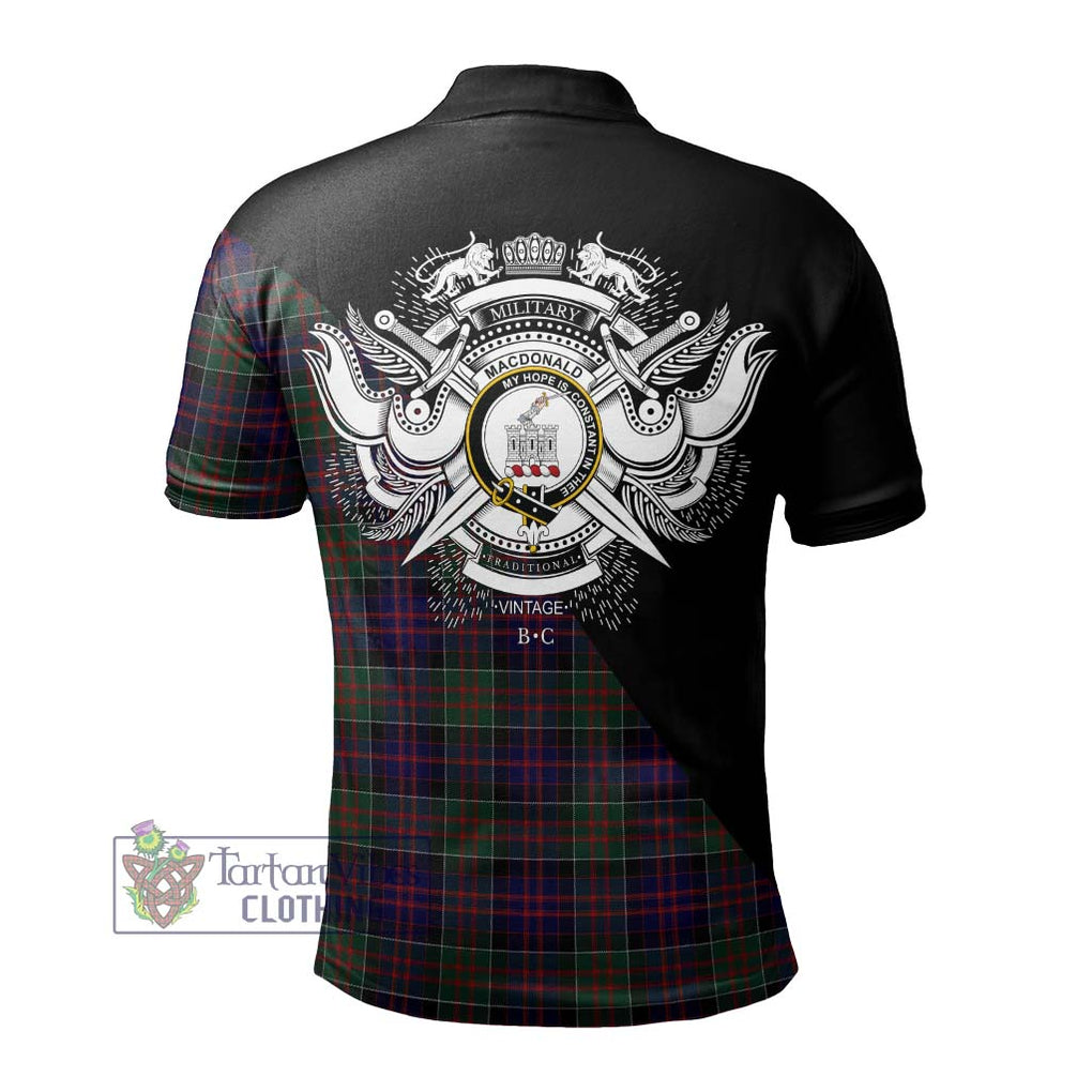 MacDonald (McDonald) of Clanranald Tartan Polo Shirt with Family Crest and Military Logo Style - Tartanvibesclothing Shop